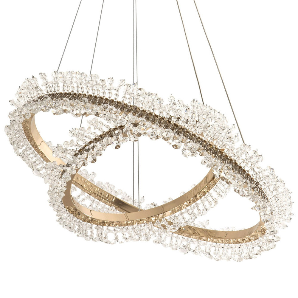 Люстра два кольца с хрустальным декором Rowan Crystal Ring Horizontal Gold Chandelier