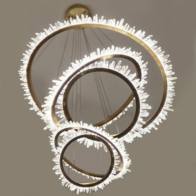 Люстра для высокого потолка Большие Кольца с кристаллами chandelier Large Rings Crystals