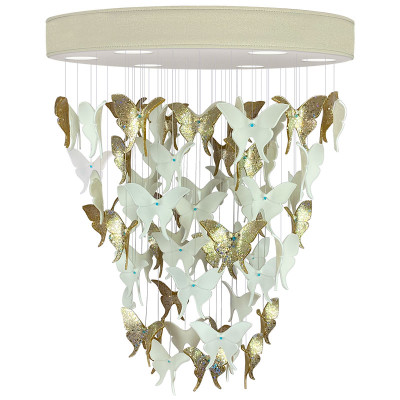 Люстра Золотые Бабочки Жемчужно-серая база Night Butterflies Chandelier Gold