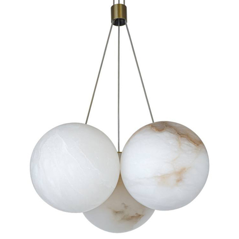 Люстра из трех шариков из натурального мрамора Marble Balls Lamp