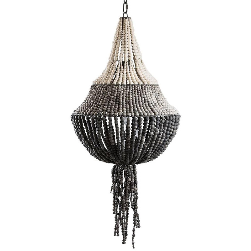 Люстра каплевидной формы с круглыми бусинами Gradient Wooden Beads Chandelier L