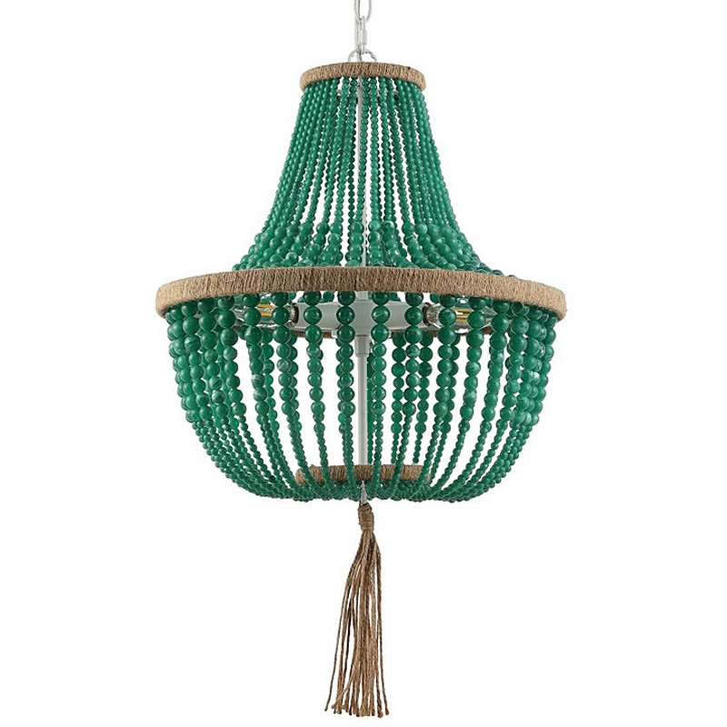Люстра каплевидной формы украшенная зелеными круглыми бусинами Green Beads Chandelier