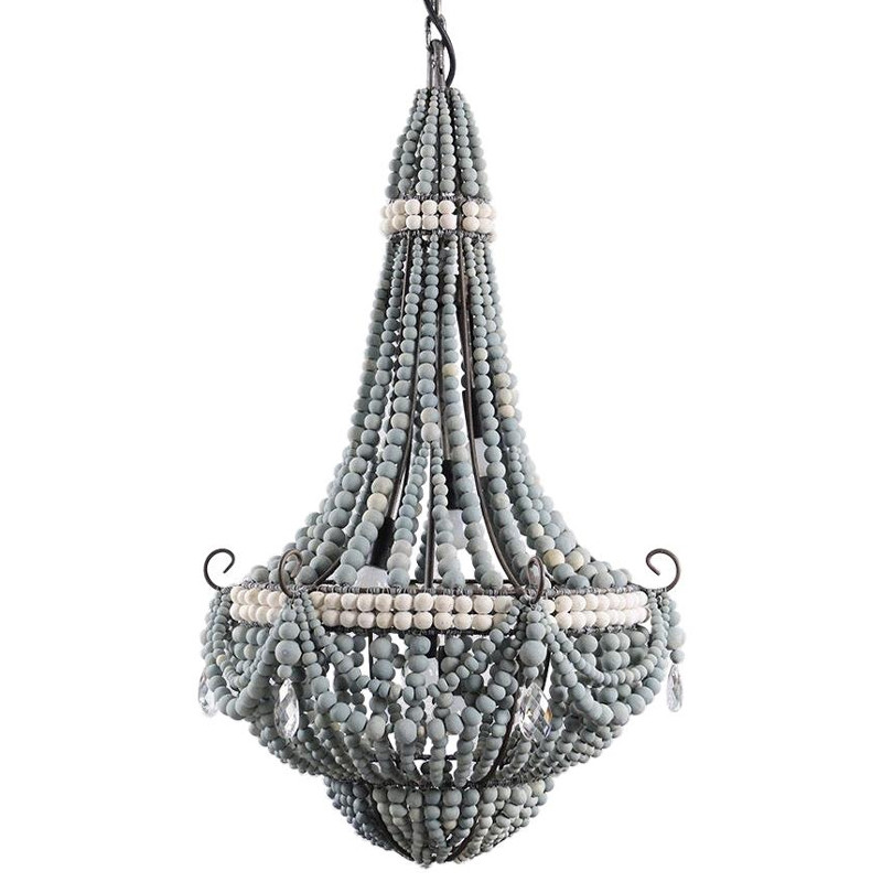Люстра каплевидной формы украшенная серыми бусинами Wooden Beads Grey Chandelier