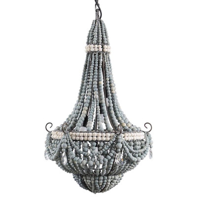 Люстра каплевидной формы украшенная серыми бусинами Wooden Beads Grey Chandelier