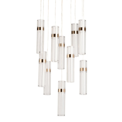 Люстра каскадная с прозрачными цилиндрическими плафонами Jenae Glass Tube Lighting