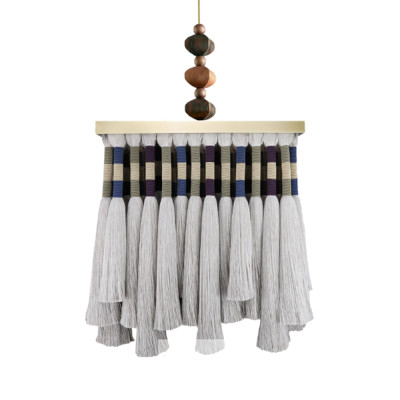 Люстра квадратная плетеная с бахромой Wicker Square Chandelier with Tassels