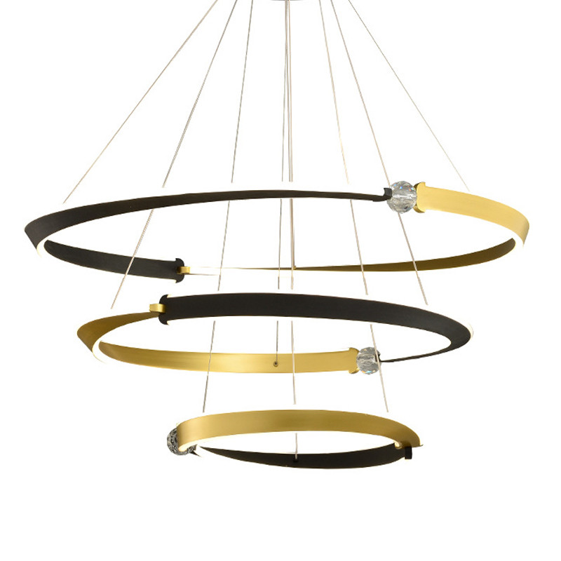 Люстра Кольца Ring Horizontal Cyril Три кольца Черный Золотой