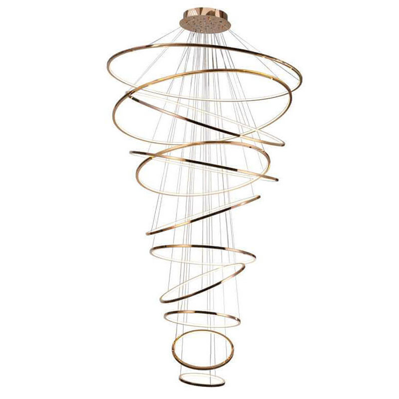 Люстра Композиция из 11 колец Ring Horizontal Chandelier Gold