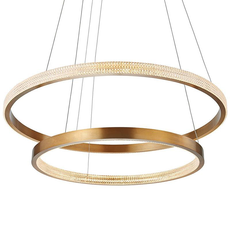 Люстра композиция из двух колец Duo Round Horizontal Rings Brass Chandelier