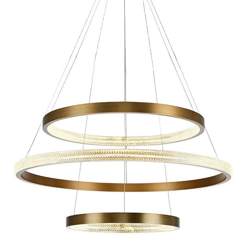 Люстра композиция из трех колец Trio Round Horizontal Rings Brass Chandelier