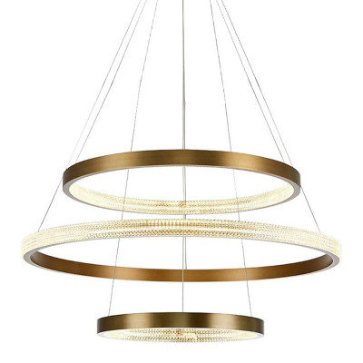 Люстра композиция из трех колец Trio Round Horizontal Rings Brass Chandelier