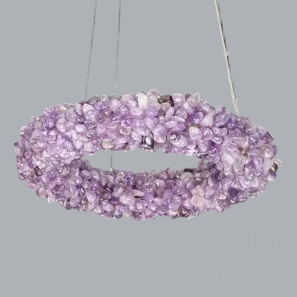 Люстра кргулая из фиолетового хрустального камня Purple Diamond