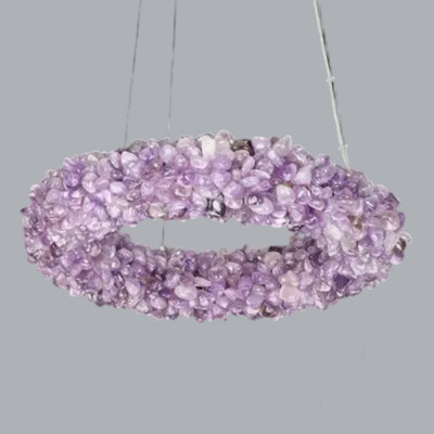 Люстра кргулая из фиолетового хрустального камня Purple Diamond