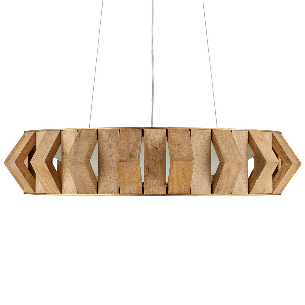 Люстра круглая из толстых деревянных реек Wooden Slats