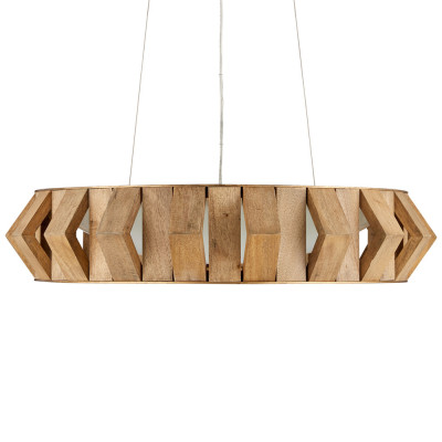 Люстра круглая из толстых деревянных реек Wooden Slats