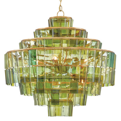 Люстра круглая каскадная Glow of Green Shades зеленое стекло