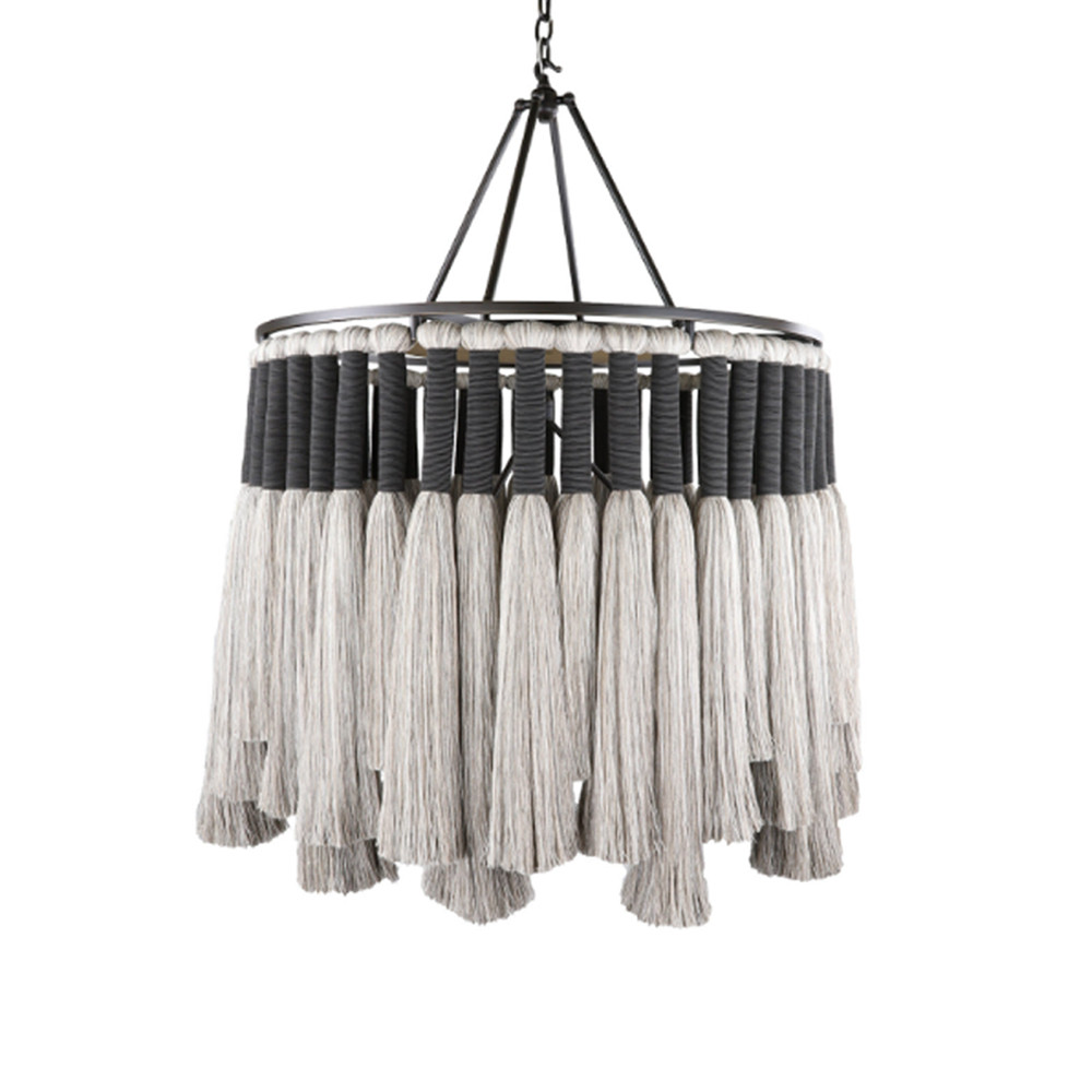 Люстра круглая плетеная с кисточками Boho Tassel Chandelier