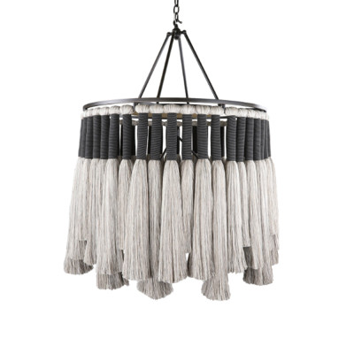 Люстра круглая плетеная с кисточками Boho Tassel Chandelier