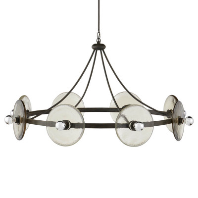 Люстра круглая с литыми стеклянными дисками Olympe Glass Chandelier