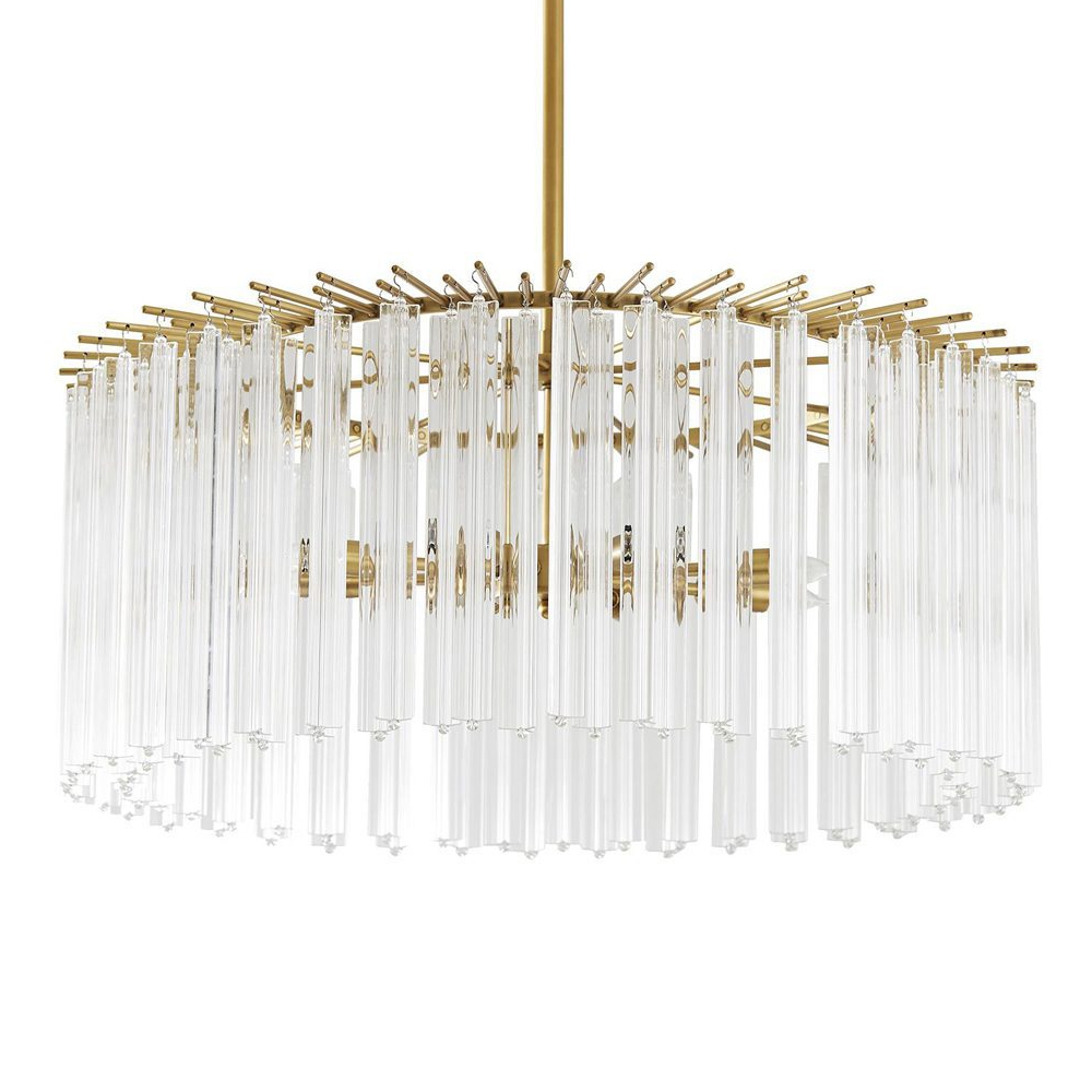 Люстра круглая с прозрачными рифлеными стеклянными стержнями Clear Fluted Rods