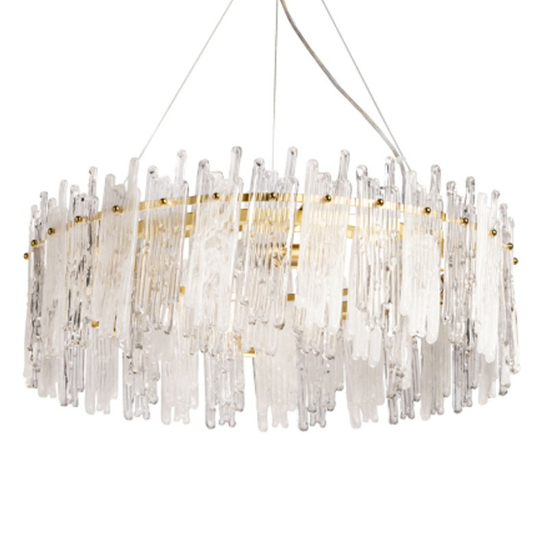 Люстра круглая с прозрачными стержнями разной длины Textured Glass Chandelier