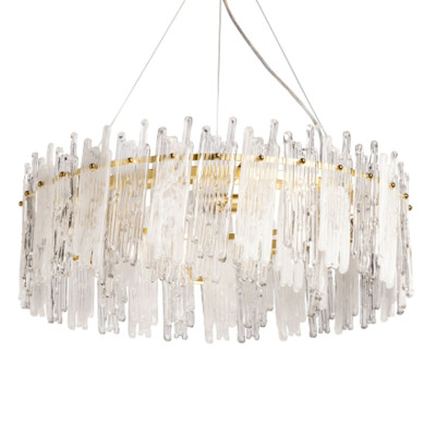Люстра круглая с прозрачными стержнями разной длины Textured Glass Chandelier