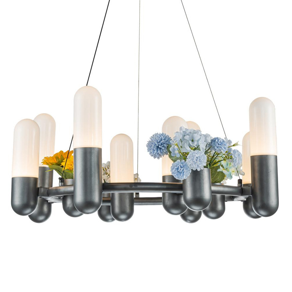 Люстра круглая серая с 8-ю светодиодными лампами Generosity