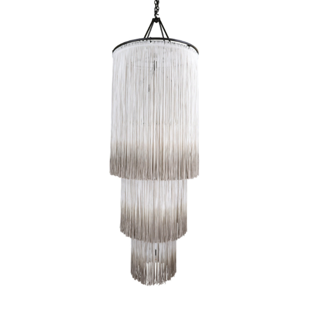Люстра круглая трехъярусная из бахромы Milk Gradient Braided Fringe