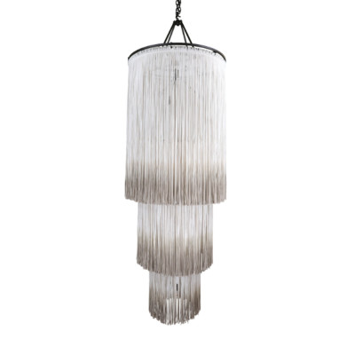 Люстра круглая трехъярусная из бахромы Milk Gradient Braided Fringe