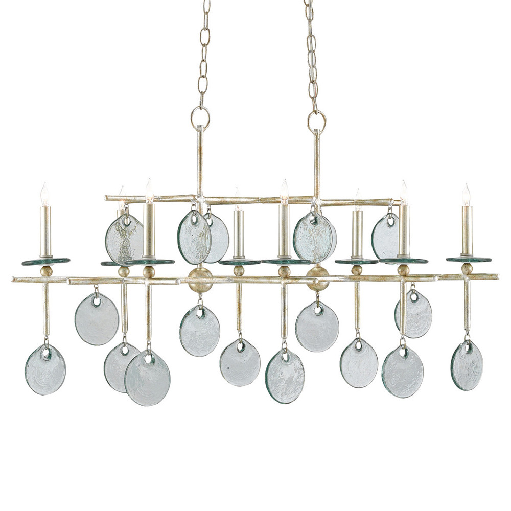 Люстра линейная с круглыми прозрачными подвесками  Horizontal Rectangular Chandelier