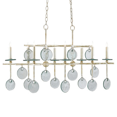 Люстра линейная с круглыми прозрачными подвесками Horizontal Rectangular Chandelier