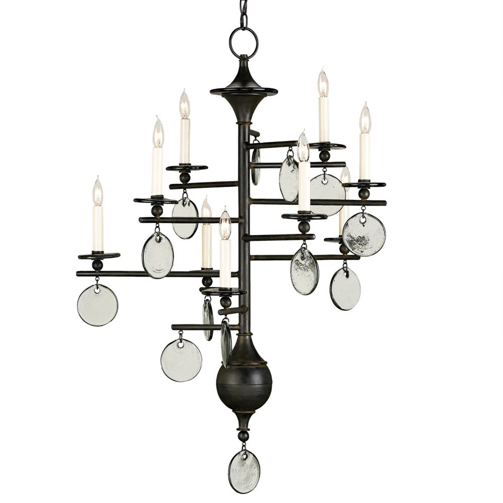 Люстра линейная с круглыми прозрачными подвесками Vertical Rectangular Chandelier