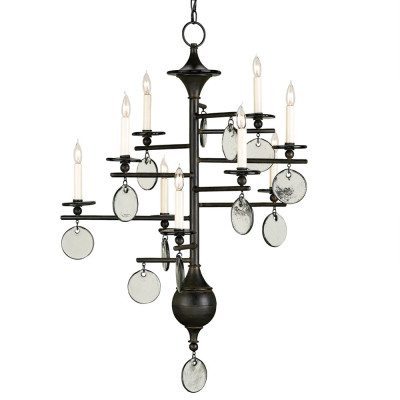 Люстра линейная с круглыми прозрачными подвесками Vertical Rectangular Chandelier