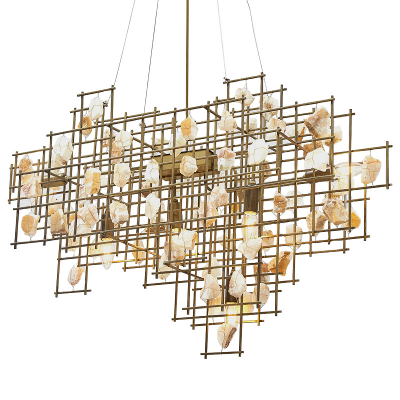 Люстра металлическая с подвесками из камня Geometric Stones Chandelier