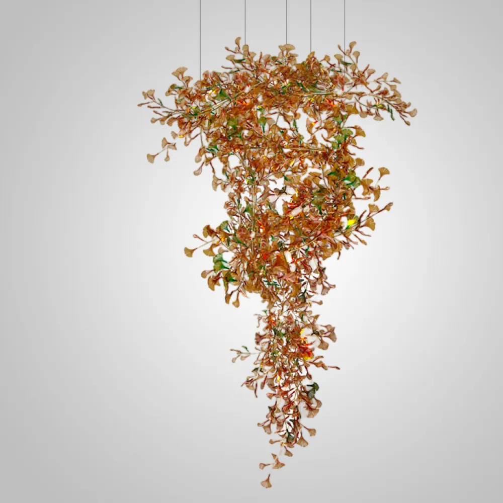 Люстра на ветвистом каркасе с листьями Amber Floral Attraction