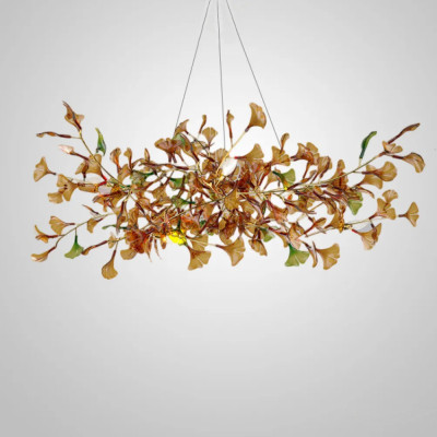 Люстра на ветвистом каркасе с листьями Horizontal Amber Floral Chandelier L