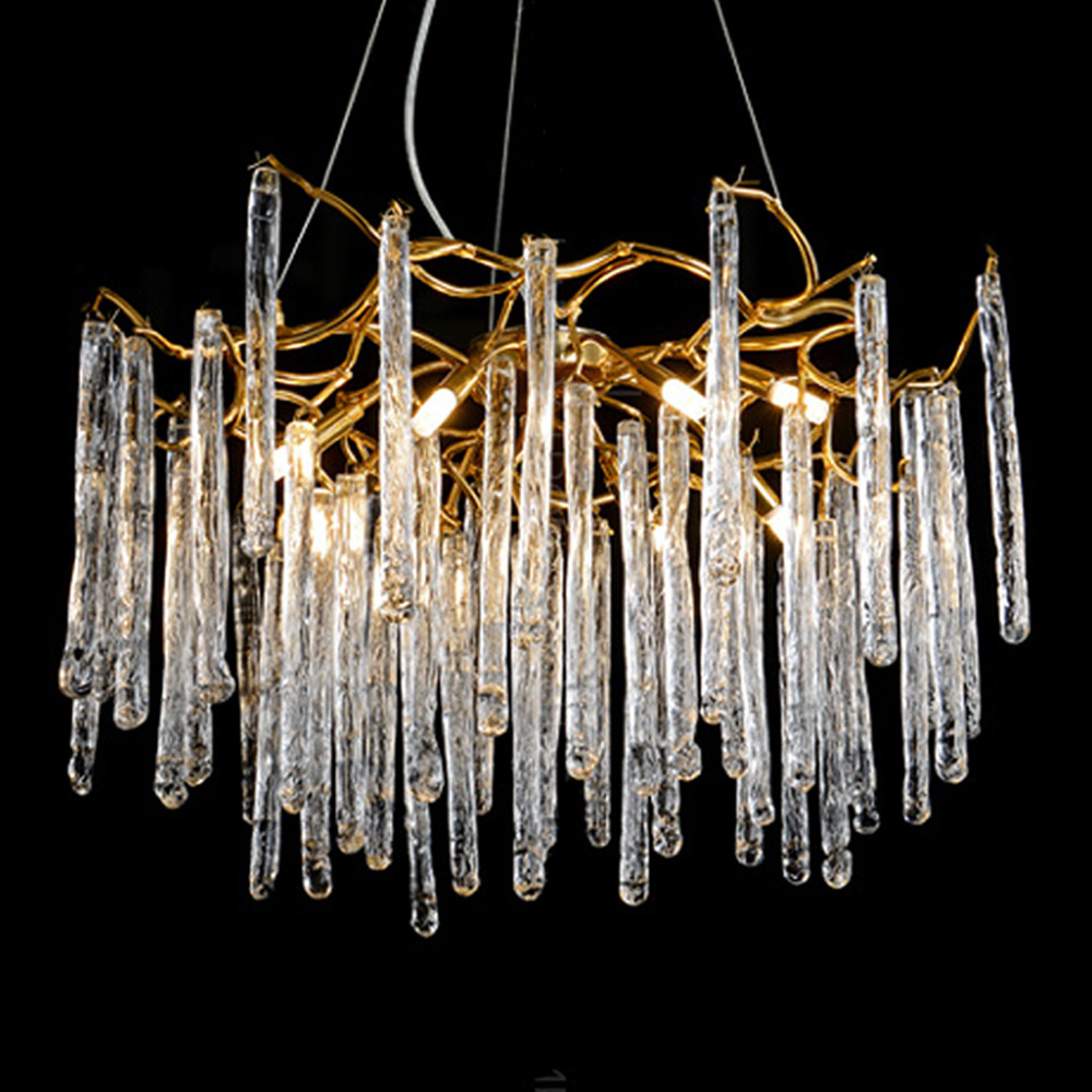 Люстра на подвесе с каркасом из металла и прозрачными подвесками из стекла Droplet Chandelier