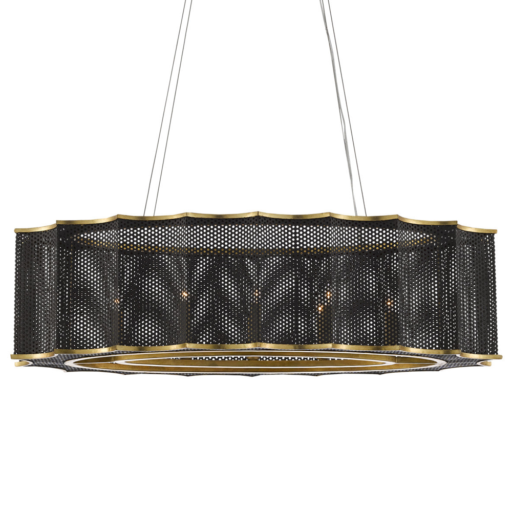 Люстра овальная в сочетании черного и золотого цвета Mesh Lighting