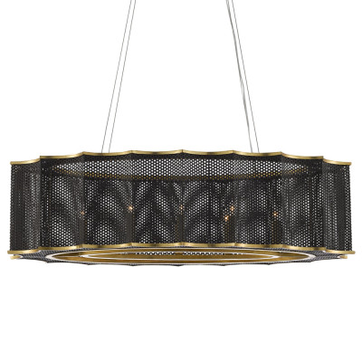Люстра овальная в сочетании черного и золотого цвета Mesh Lighting