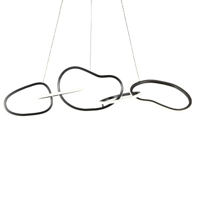 Люстра подвесная 5-ю асимметричными кольцами черного цвета Ring Horizontal
