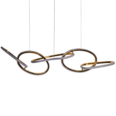 Люстра подвесная золотая в форме изогнутых колец Curved Rings