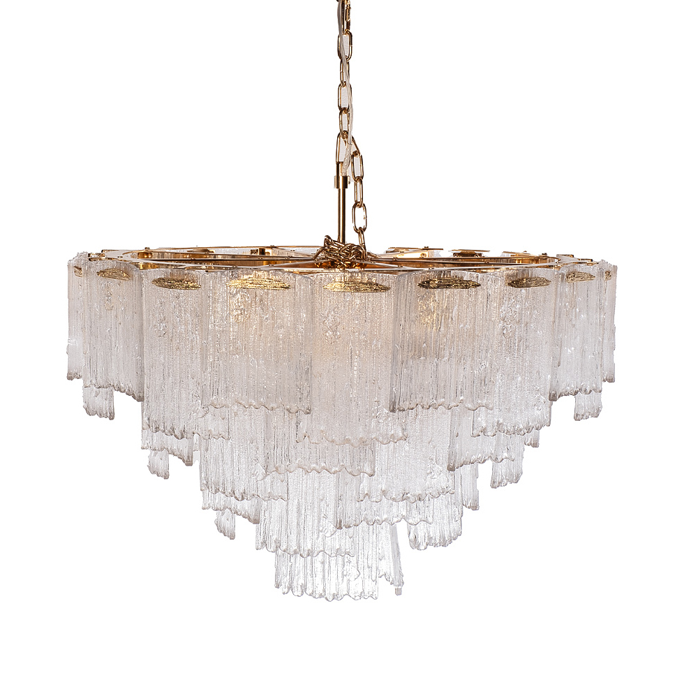 Люстра подвесная круглая из рифленого стекла Fluted Glass Chandelier