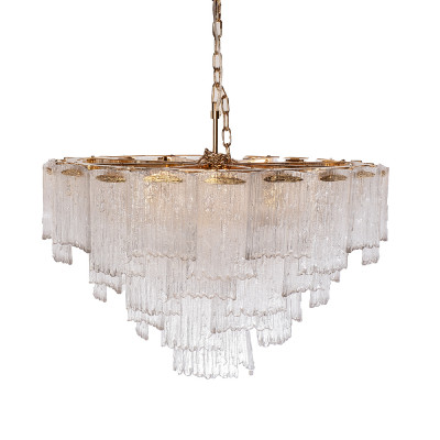 Люстра подвесная круглая из рифленого стекла Fluted Glass Chandelier