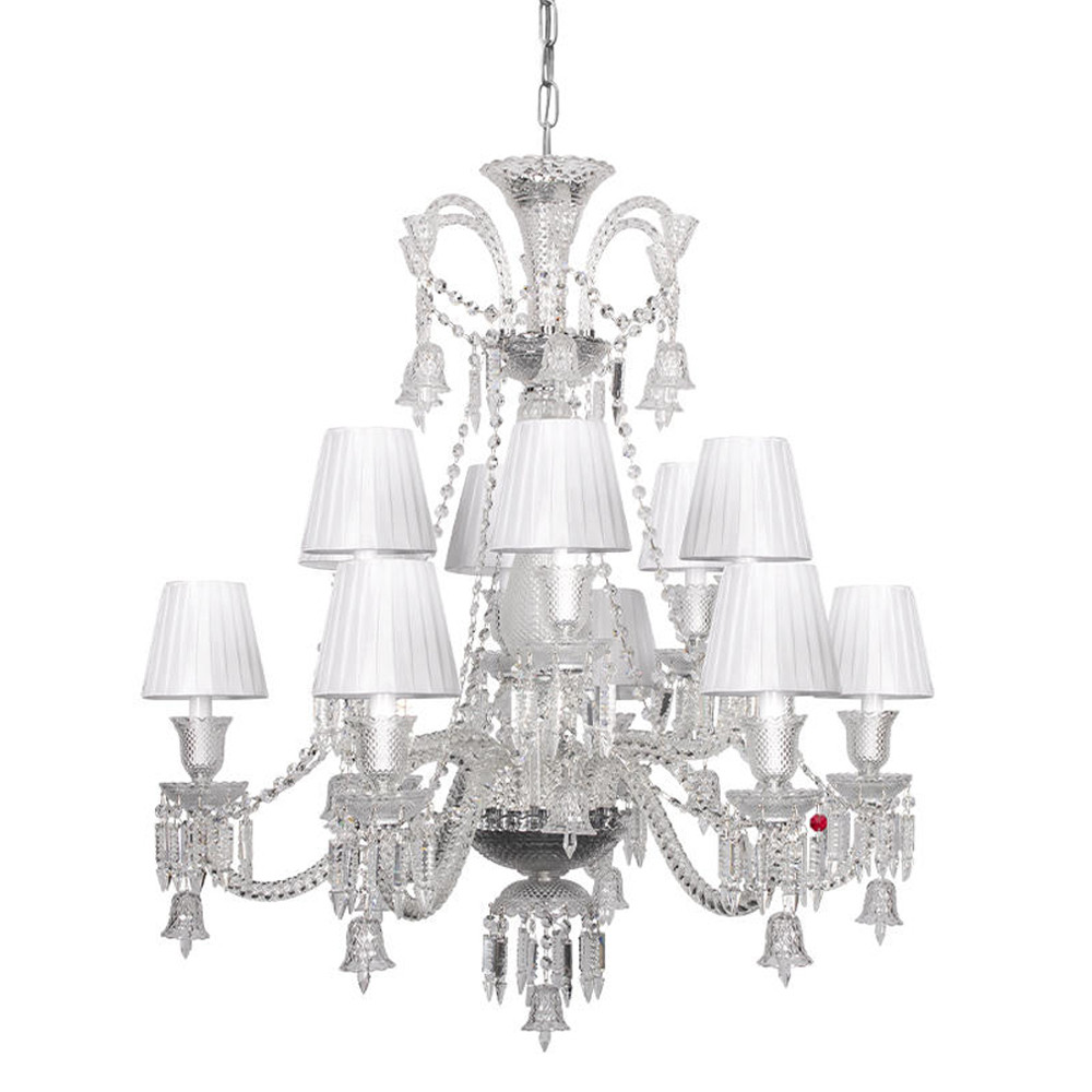 Люстра подвесная многоярусная с плиссированными абажурами и множеством подвесок Диаметр 89 см Lustre Reverie