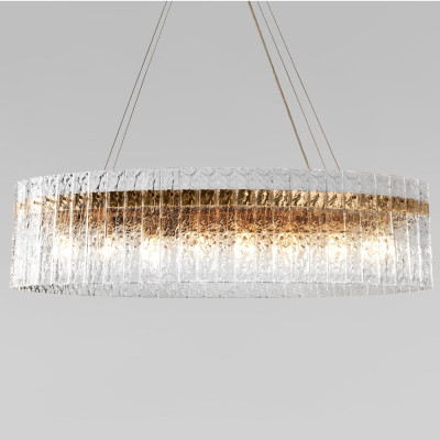 Люстра подвесная овальная с рельефным стеклом и металлическим основанием Textured Glass Chandelier