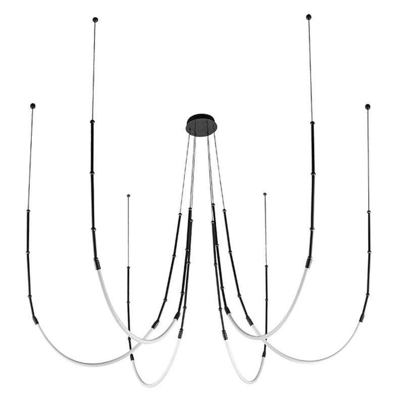 Люстра подвесная с изогнутыми черно-белыми линиями Luke Lampco Tracer Lamp