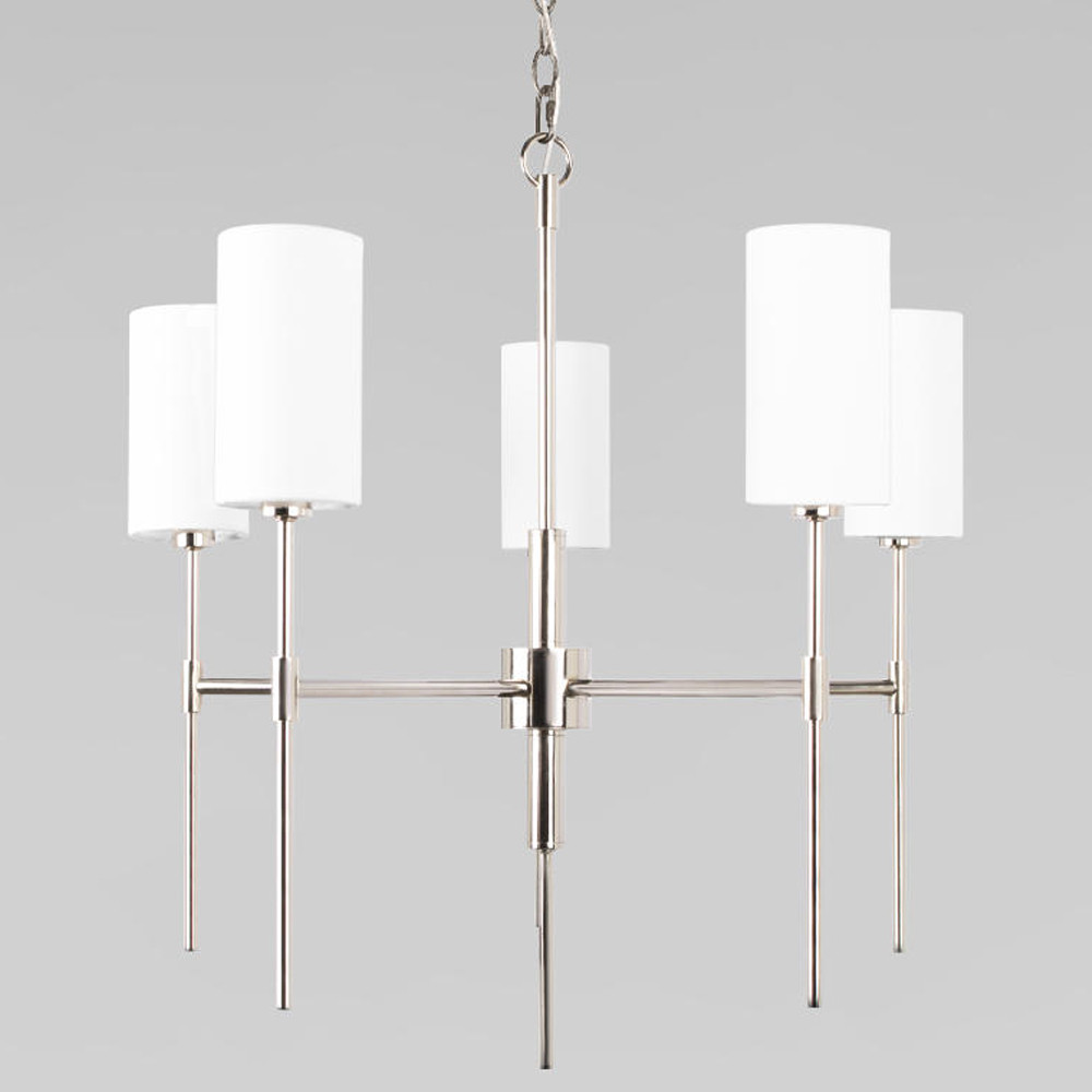 Люстра подвесная с пятью белыми цилиндрическими плафонами из ткани SWEET CANDLES