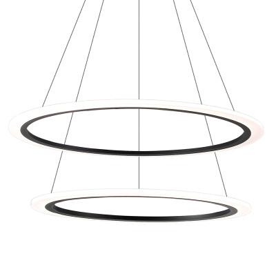 Люстра подвесная светодиодая с двумя черными кольцами Ring Horizontal