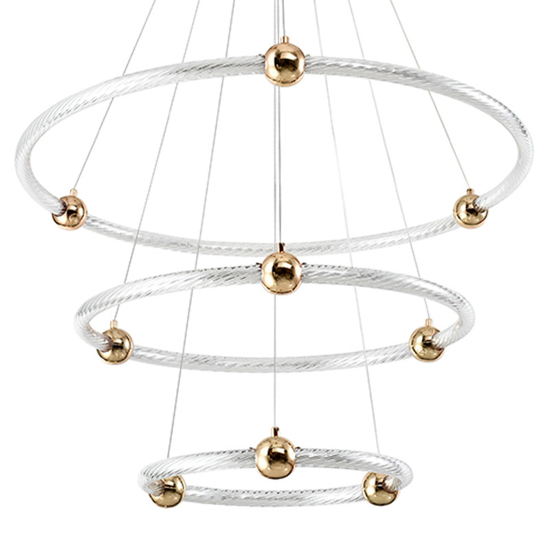 Люстра подвесная светодиодная c плафонами в виде колец Lighting Rings Gold