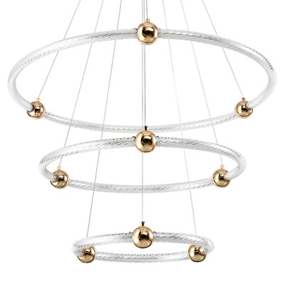 Люстра подвесная светодиодная c плафонами в виде колец Lighting Rings Gold